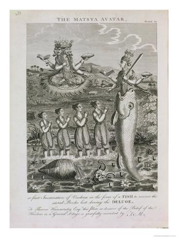 Datia 1800 Dasavatar Classic Indian Art Poster Matsya Avatara of Vishnu
